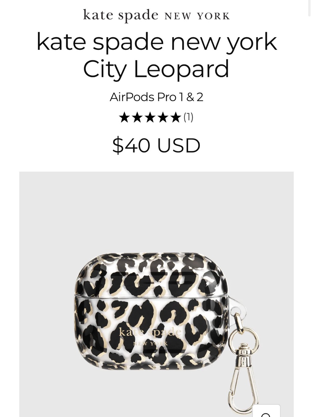 kate spade Leopard Print AirPods Pro Case with Gold Clip